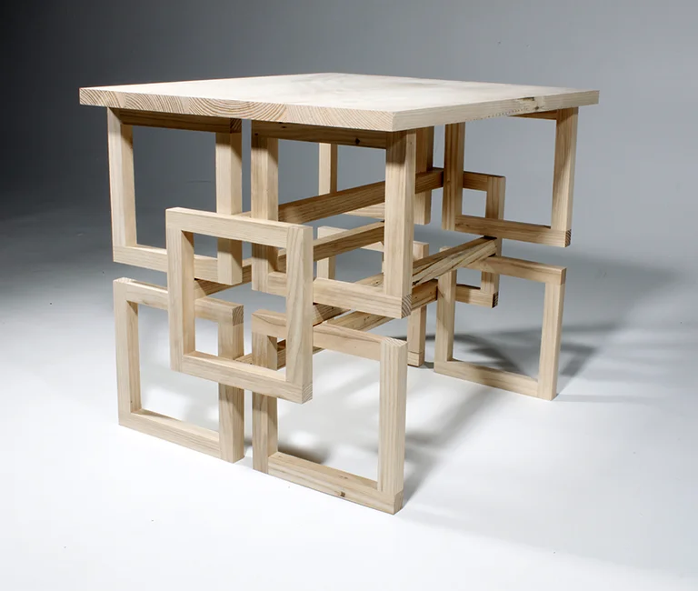 Geometric wooden sculpture