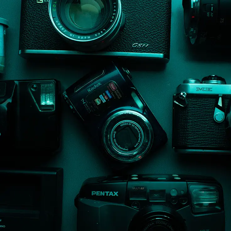 Photo of vintage cameras by Sarah Hollcraft