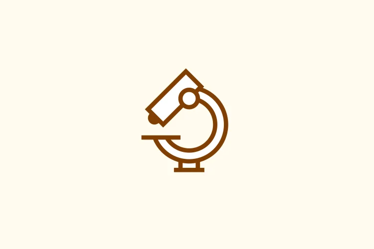 Yellow icon of a microscope.