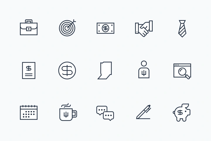 Grid of financial icons