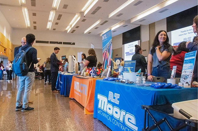 Students and employers at a career fair