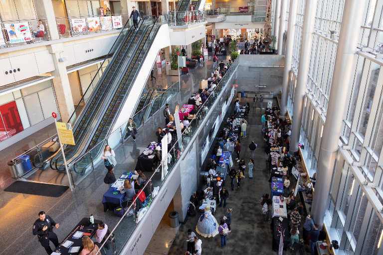 Students in Campus Center at the Student Involvement Expo.